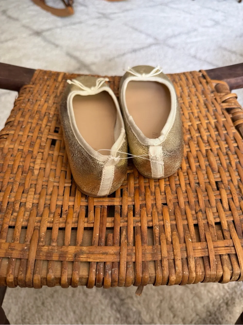 J. Crew Gold Ballet Flats - Sparkle Bow Little Kids Size 13